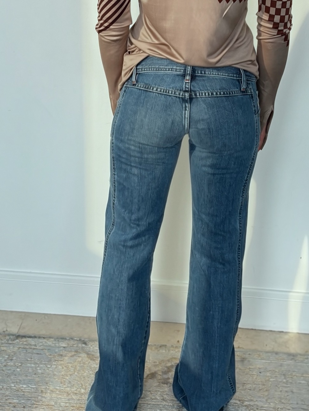 Diesel Women's Boot Cut Jeans in Faded Blue with Red Accent - Picture 4 of 9